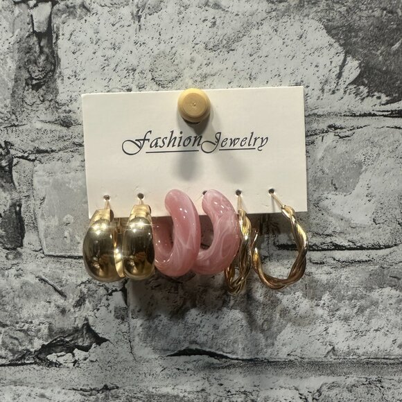 NWT Fashion Jewelry 3 Earring Set ( Small/ Medium Hoops) - Picture 1 of 11